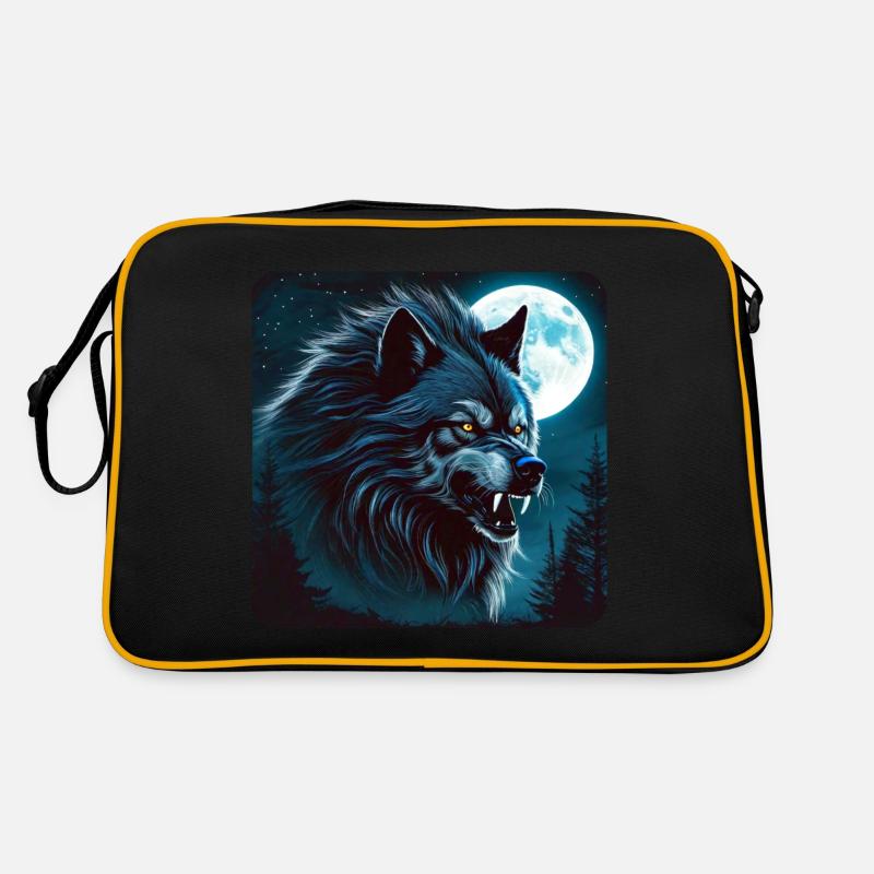 Böser wilder Wolf - Retro Tasche - Schwarz/Gold