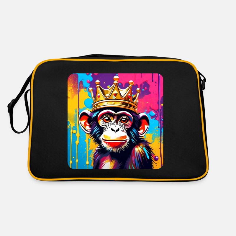 Singe mignon avec couronne dans le style graffiti Sac Retro