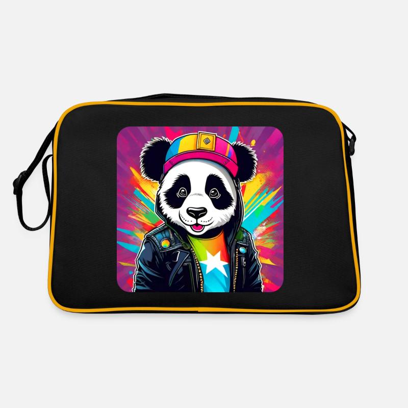Cool colorful panda bear in graffiti style Retro Bag