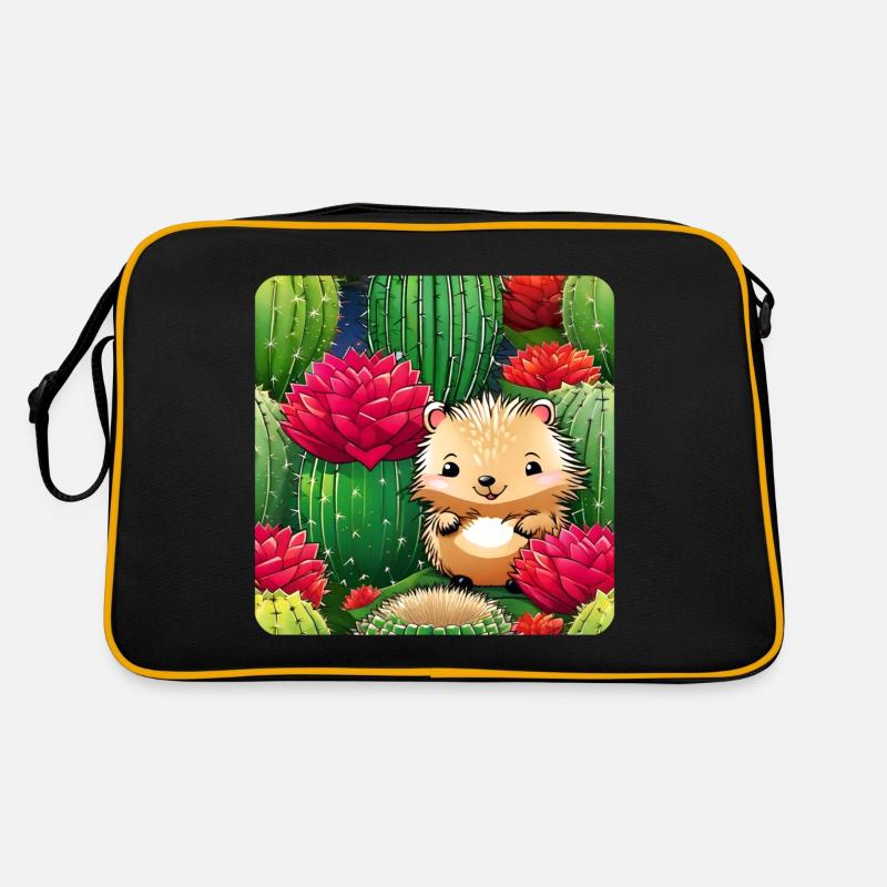 Hérisson mignon dans un champ de cactus Sac Retro