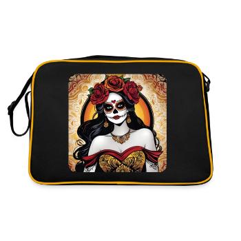 Dia de los Muertos Woman with Roses - Retro Bag - black/gold - Back