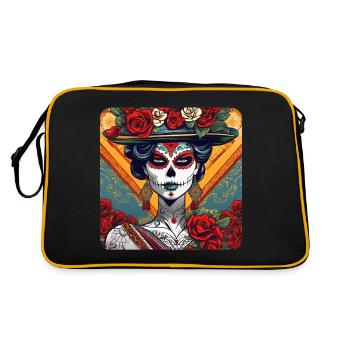 Dia de los Muertos Woman with Roses - Retro Bag - black/gold - Back