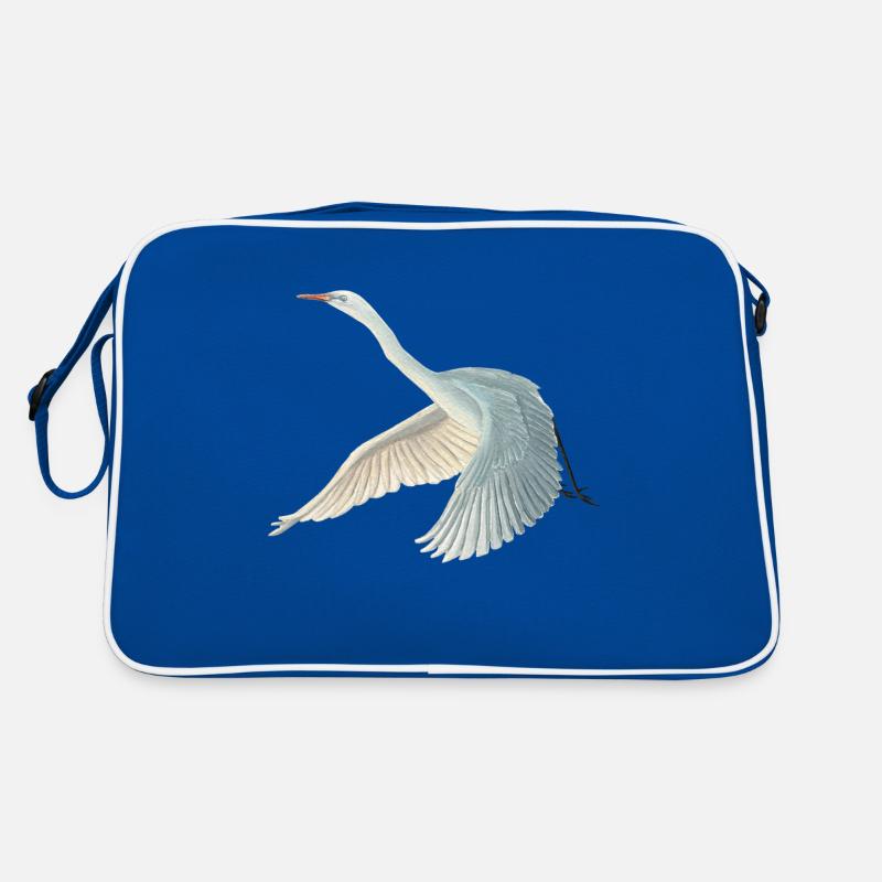 Silberreiher Illustration Retro Tasche