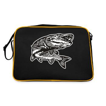 Hecht mit kontur - Retro Tasche - Schwarz/Gold - Hinten