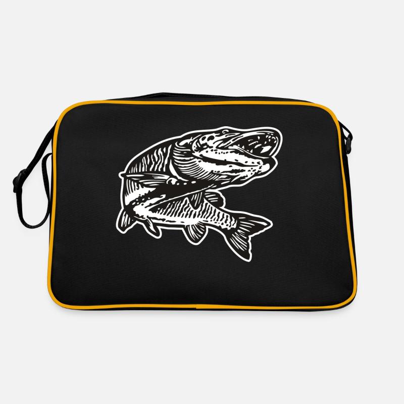 Hecht mit kontur - Retro Tasche - Schwarz/Gold