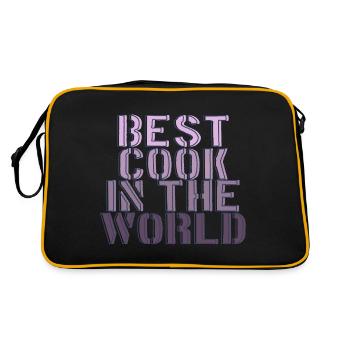 Bester Koch der Welt Papa - Retro Tasche - Schwarz/Gold - Hinten