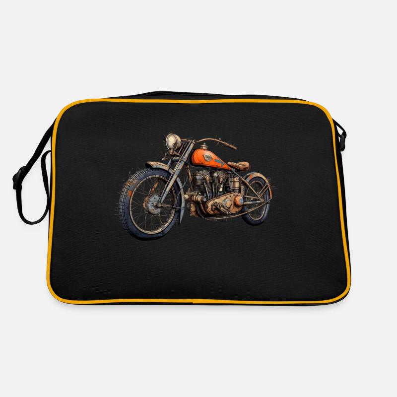 Vieux design de moto rétro - Sac Retro - noir/or