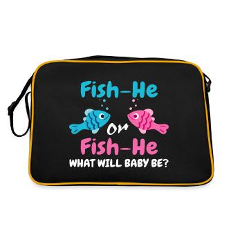 Fish-He oder Fish-She Geschlecht verraten Angeln Geschlecht - Retro Tasche - Schwarz/Gold - Hinten