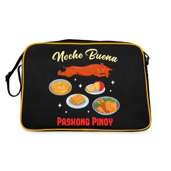 Pinoy Christmas Food Design für stolze Filipinos - Retro Tasche - Schwarz/Gold - Hinten