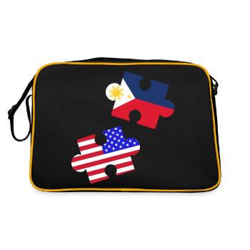 Fil-Am Puzzle Design für stolze Pinoys - Retro Tasche - Schwarz/Gold - Hinten