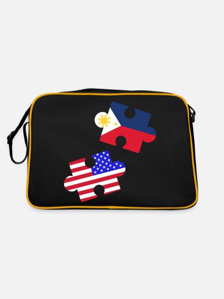 Fil-Am Puzzle Design für stolze Pinoys - Retro Tasche - Schwarz/Gold - Hinten