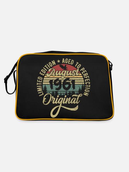 August 1961 Geburtstagsgeschenk August 1961 August - Retro Tasche - Schwarz/Gold - Hinten