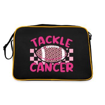 Tackle Football Pink Ribbon Hippie Breast Cancer - Retro Bag - black/gold - Back