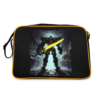 Futuristic Cyberpunk Mech Warrior Sci Fi Robot - Retro Bag - black/gold - Back