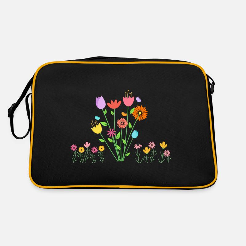 Flowers - Retro Tasche - Schwarz/Gold