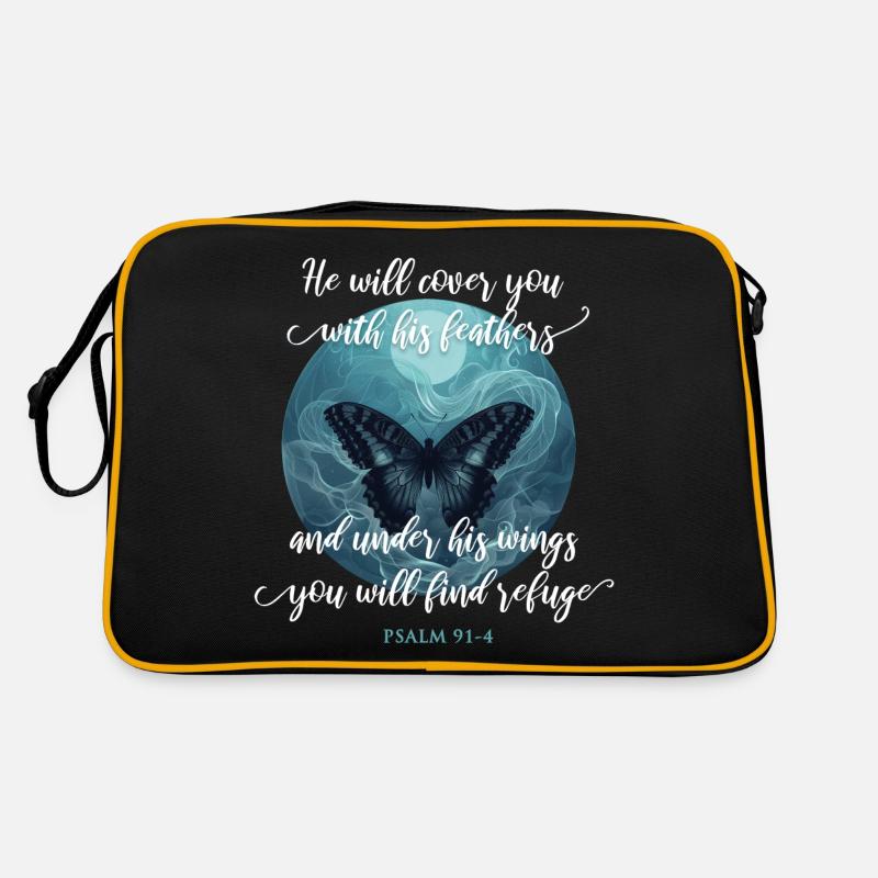 Christliches Zitat Bibelvers Religiös - Retro Tasche - Schwarz/Gold