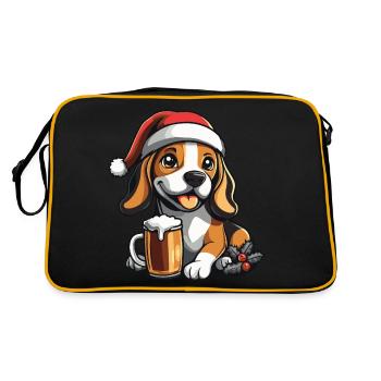 Beagle Hund Weihnachten Bier Lustig - Retro Tasche - Schwarz/Gold - Hinten