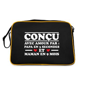 Conçu avec amour par papa et maman en 9 mois - Sac Retro - noir/or - Dos