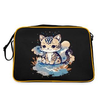 Petit bébé chat sur les nuages. - Sac Retro - noir/or - Dos
