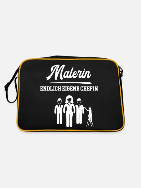 Malerin Endlich Eigene Chefin Malerei Lackiererin - Retro Tasche - Schwarz/Gold - Hinten