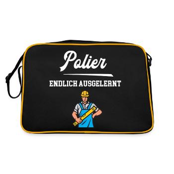 Polier Ausbildung Bestanden Prüfung Bauleiter - Retro Tasche - Schwarz/Gold - Hinten