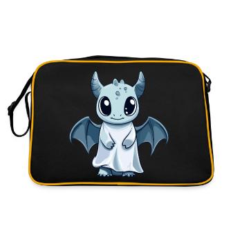 Drache Halloween Comic Geist - Retro Tasche - Schwarz/Gold - Hinten