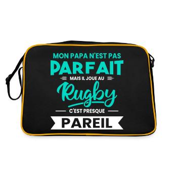 Mon Papa N'est Pas Parfait - Rugby - Sac Retro - noir/or - Dos