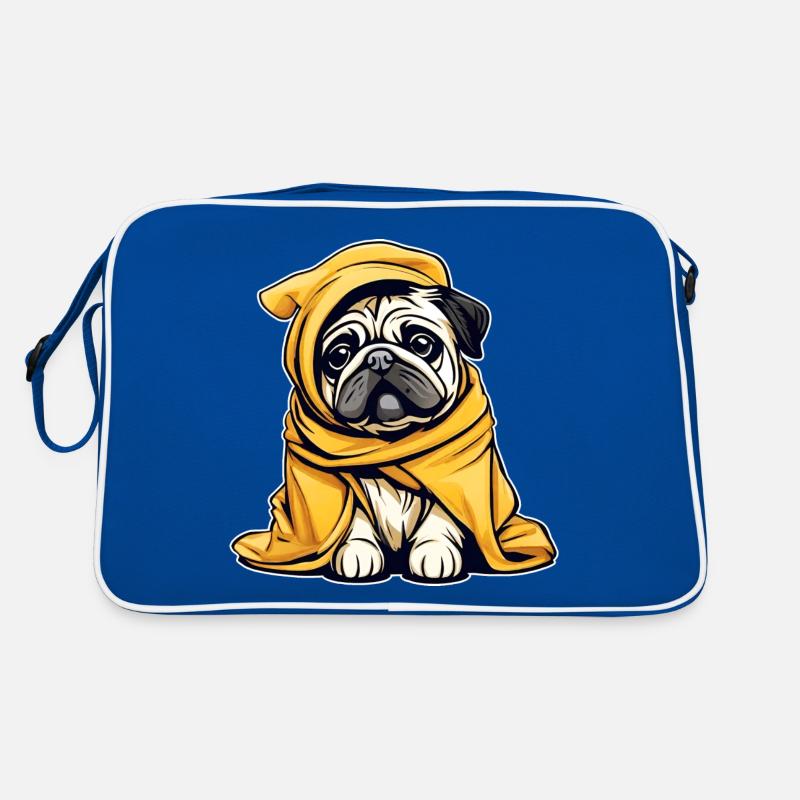 Cute little pug in bathrobe Retro Bag