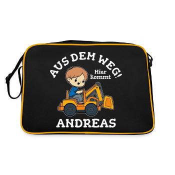 Andreas Vorname Bagger - Retro Tasche - Schwarz/Gold - Hinten