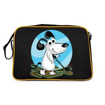 Comic dog probes with metal detector - Retro Bag - black/gold - Back