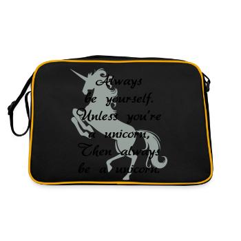 Immer ein Einhorn - Retro Tasche - Schwarz/Gold - Hinten