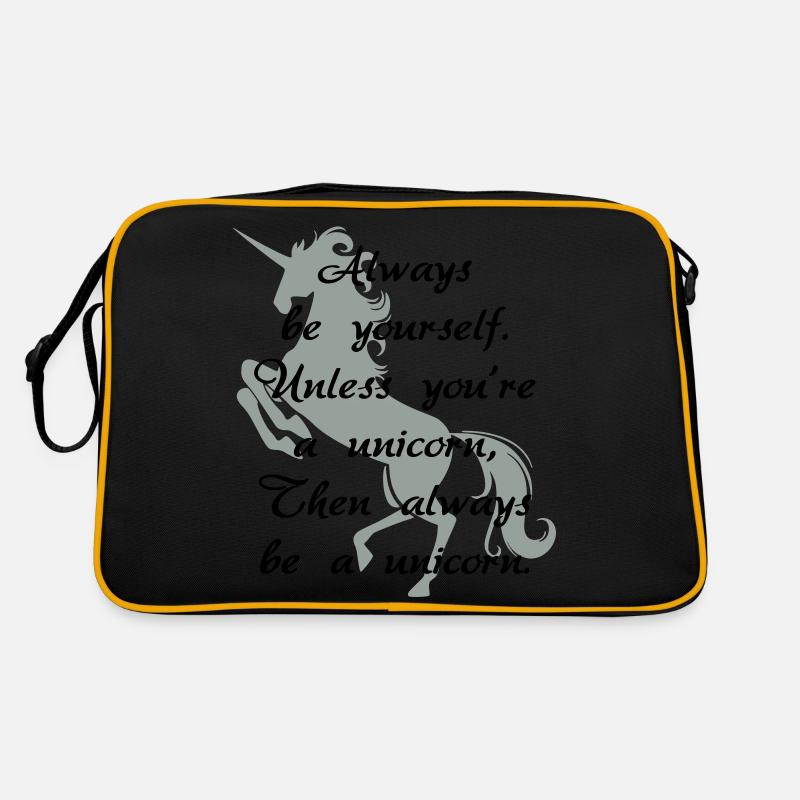 Immer ein Einhorn - Retro Tasche - Schwarz/Gold