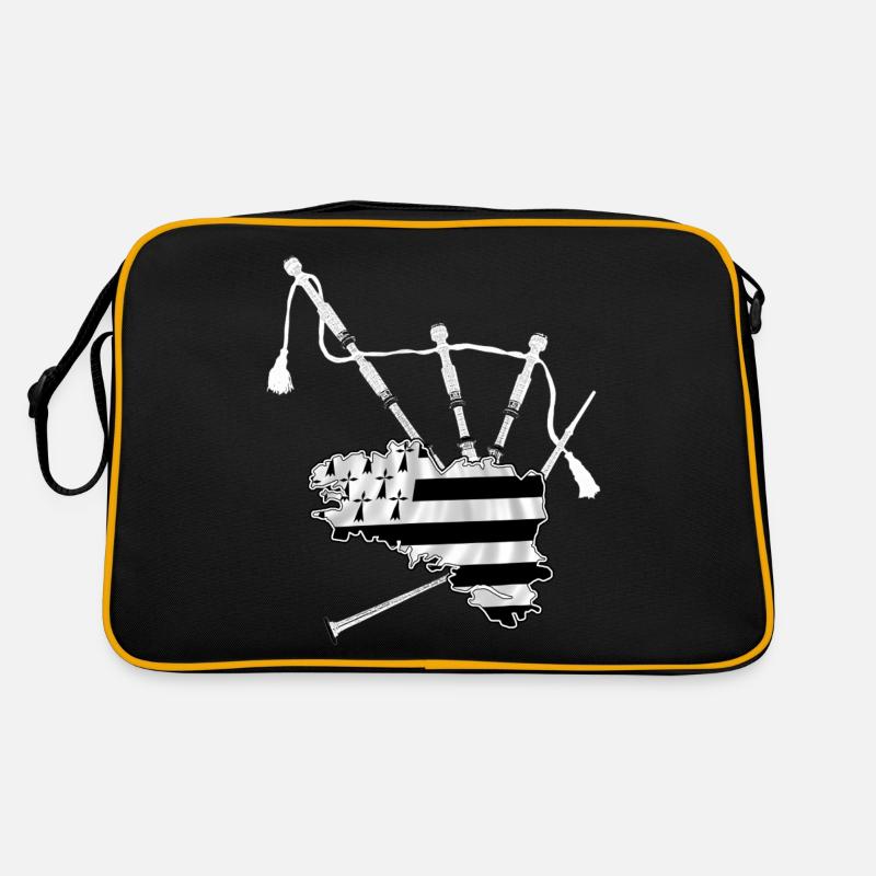 breizh bretagne cornemuse - Sac Retro - noir/or