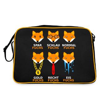 Füchse in verschiedenen Themen - Retro Tasche - Schwarz/Gold - Hinten