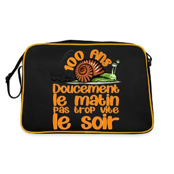100 ans anniversaire escargot doucement matin vite - Sac Retro - noir/or - Dos