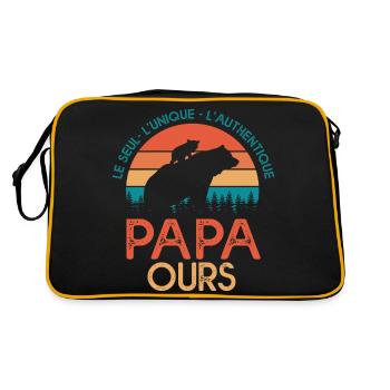 papa ours cadeau papa tshirt papa ours - Sac Retro - noir/or - Dos