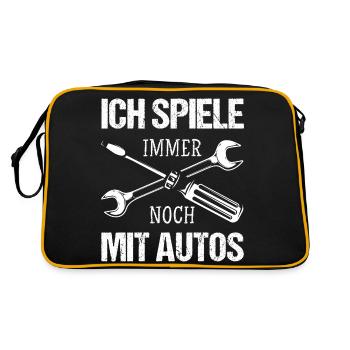Autoschrauber Kfz-Mechaniker Automechaniker - Retro Tasche - Schwarz/Gold - Hinten