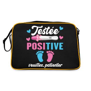 Testée Positive Veuillez Patienter Grossesse - Sac Retro - noir/or - Dos