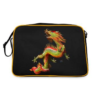 Chinesischer Drache - Retro Tasche - Schwarz/Gold - Hinten