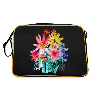 Bouquet watercolor - Retro Bag - black/gold - Back