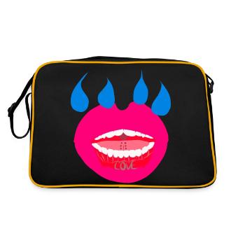 Lippen suchen Tränen v Liebe - Retro Tasche - Schwarz/Gold - Hinten