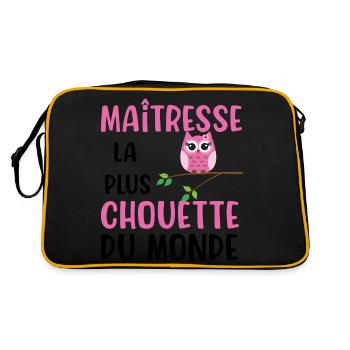 Maîtresse la plus chouette du monde cadeau - Sac Retro - noir/or - Dos