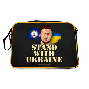 Ukraine Virginia Flaggen Selenskyj - Retro Tasche - Schwarz/Gold - Hinten