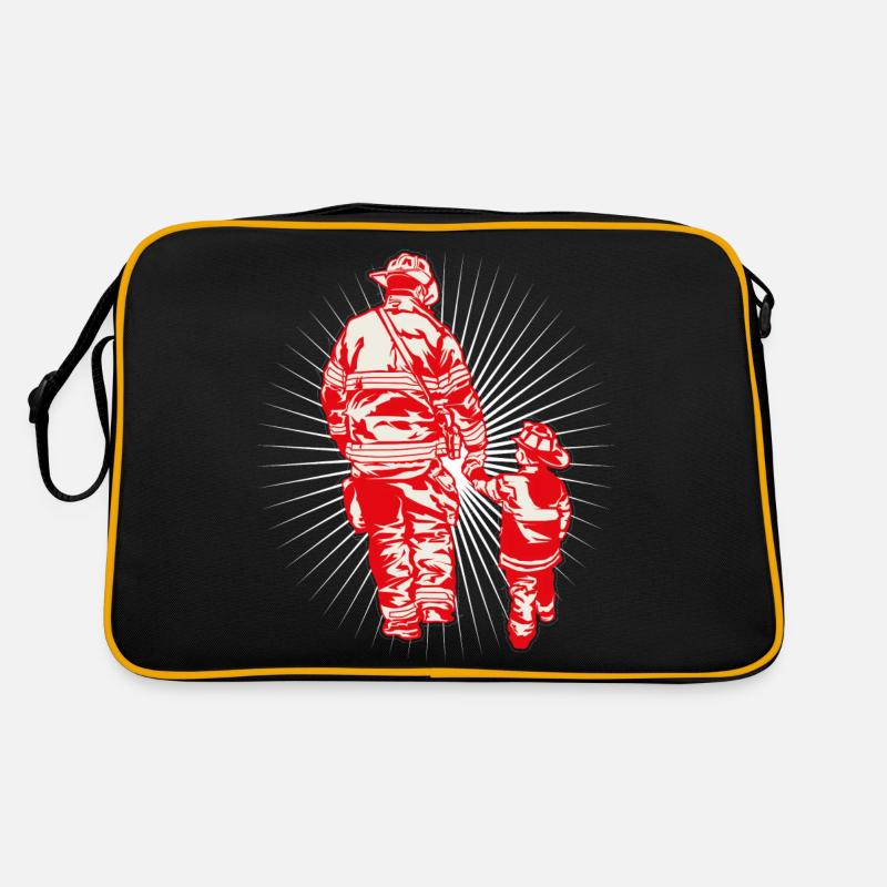 Firefighter fire brigade father and son strong team Retro Bag
