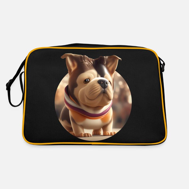 Süßer Kugelhund - Retro Tasche - Schwarz/Gold