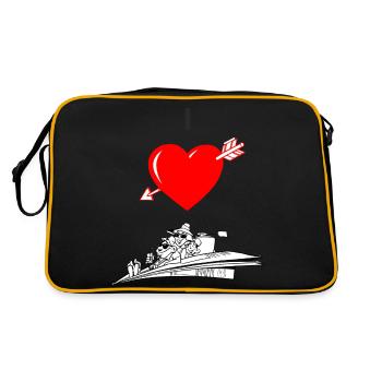 I love Fliegen - Retro Tasche - Schwarz/Gold - Hinten