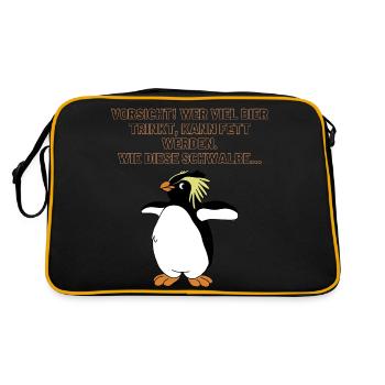 Dicke Schwalbe - Retro Tasche - Schwarz/Gold - Hinten