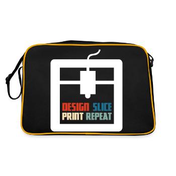Design Slice Print Repeat - Funny 3D Printing 3D - Retro Bag - black/gold - Back