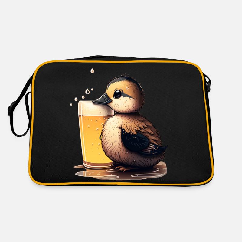 Mignon bébé canard avec de la bière Sac Retro
