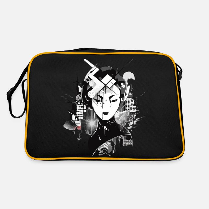 Die Geisha - Retro Tasche - Schwarz/Gold